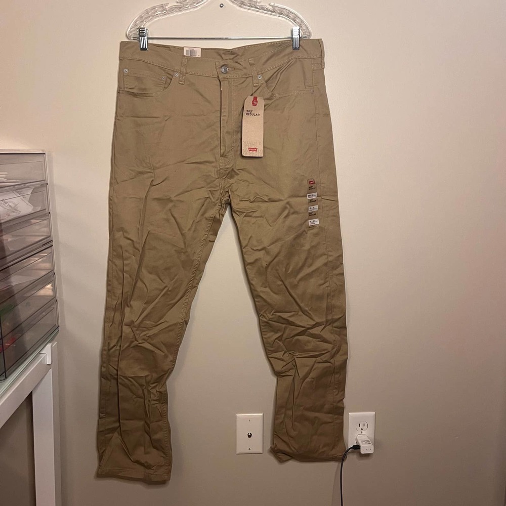 LEVI's 505 Regular khaki pants 38x32 stretch NWT
